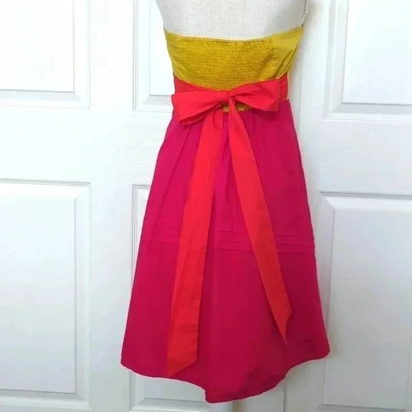 Maeve Parading Hues Anthro Pink Block Fit Flare Strapless Dress - Picture 5 of 7